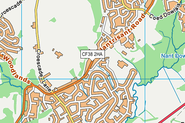 CF38 2HA map - OS VectorMap District (Ordnance Survey)