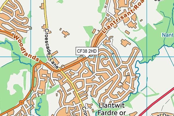 CF38 2HD map - OS VectorMap District (Ordnance Survey)