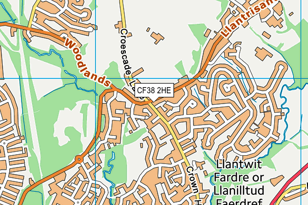 CF38 2HE map - OS VectorMap District (Ordnance Survey)