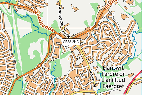 CF38 2HG map - OS VectorMap District (Ordnance Survey)