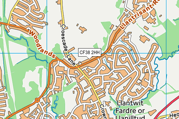 CF38 2HH map - OS VectorMap District (Ordnance Survey)