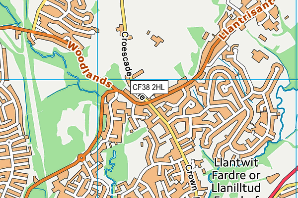 CF38 2HL map - OS VectorMap District (Ordnance Survey)