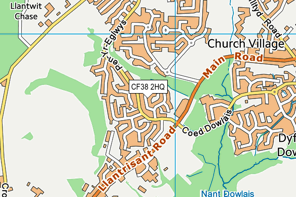 CF38 2HQ map - OS VectorMap District (Ordnance Survey)