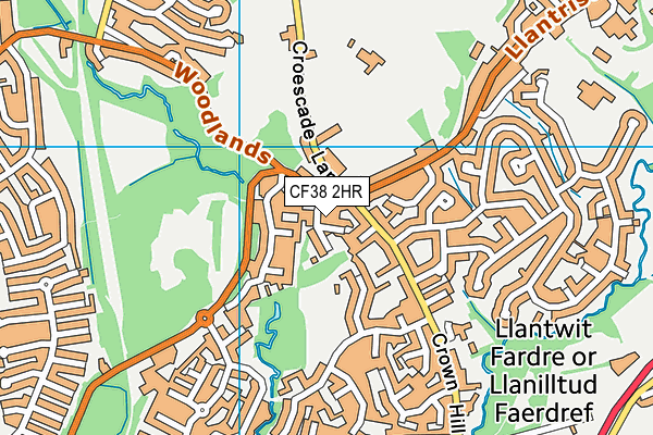 CF38 2HR map - OS VectorMap District (Ordnance Survey)