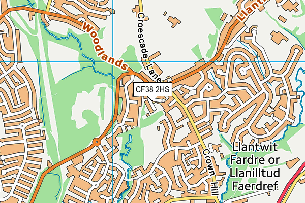 CF38 2HS map - OS VectorMap District (Ordnance Survey)