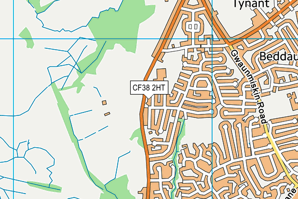 CF38 2HT map - OS VectorMap District (Ordnance Survey)