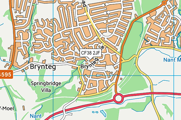 CF38 2JF map - OS VectorMap District (Ordnance Survey)