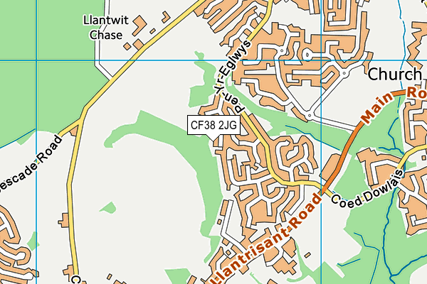 CF38 2JG map - OS VectorMap District (Ordnance Survey)