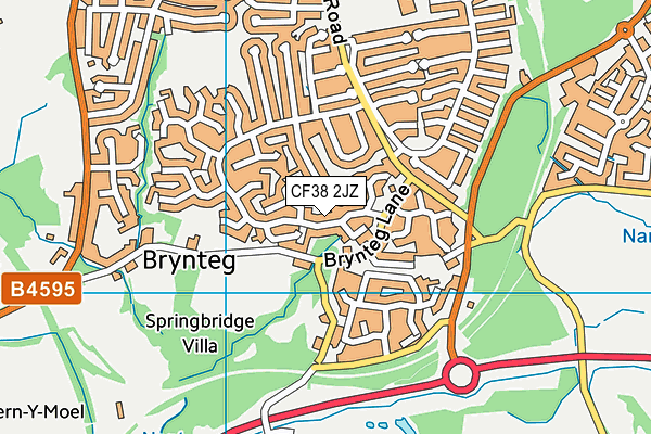 CF38 2JZ map - OS VectorMap District (Ordnance Survey)