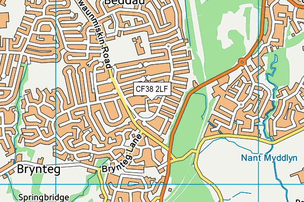 CF38 2LF map - OS VectorMap District (Ordnance Survey)