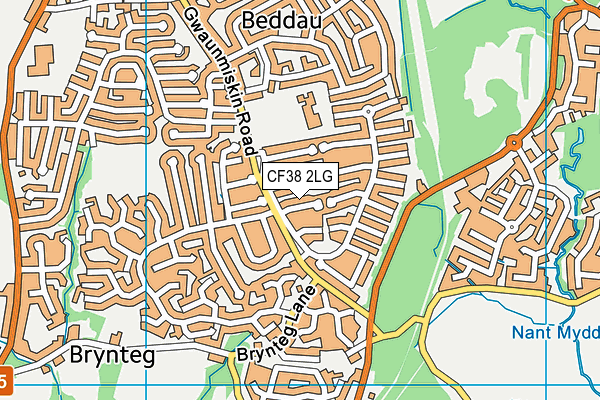 CF38 2LG map - OS VectorMap District (Ordnance Survey)