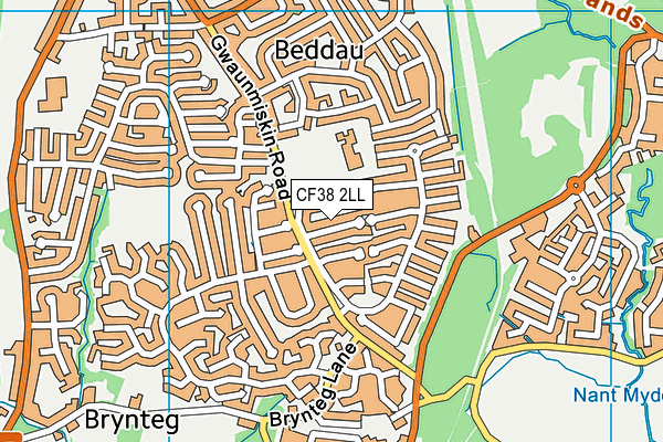 CF38 2LL map - OS VectorMap District (Ordnance Survey)