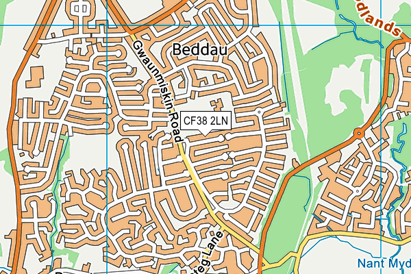 CF38 2LN map - OS VectorMap District (Ordnance Survey)