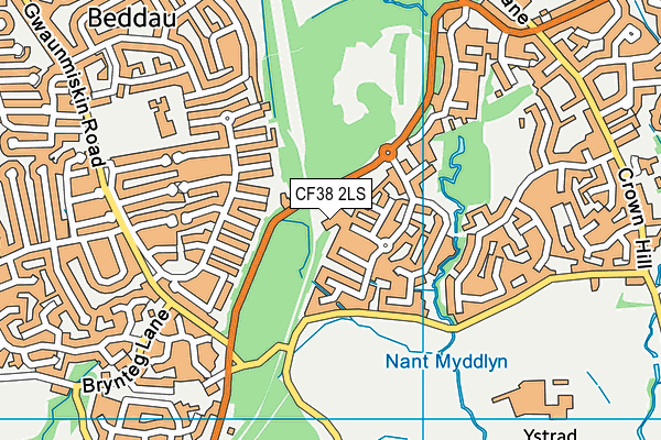 CF38 2LS map - OS VectorMap District (Ordnance Survey)