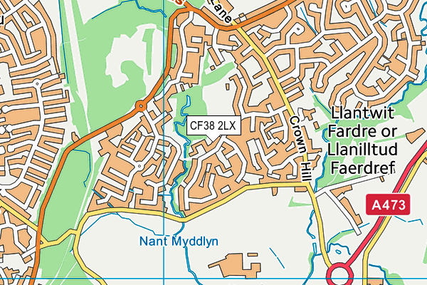 CF38 2LX map - OS VectorMap District (Ordnance Survey)