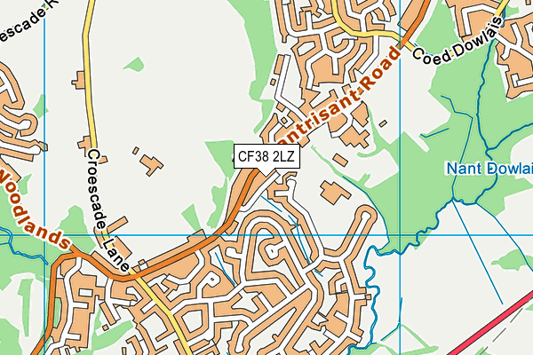 CF38 2LZ map - OS VectorMap District (Ordnance Survey)