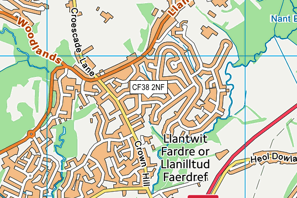 CF38 2NF map - OS VectorMap District (Ordnance Survey)