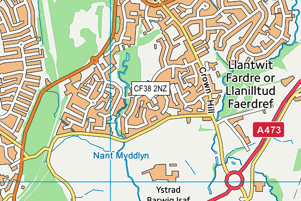 CF38 2NZ map - OS VectorMap District (Ordnance Survey)