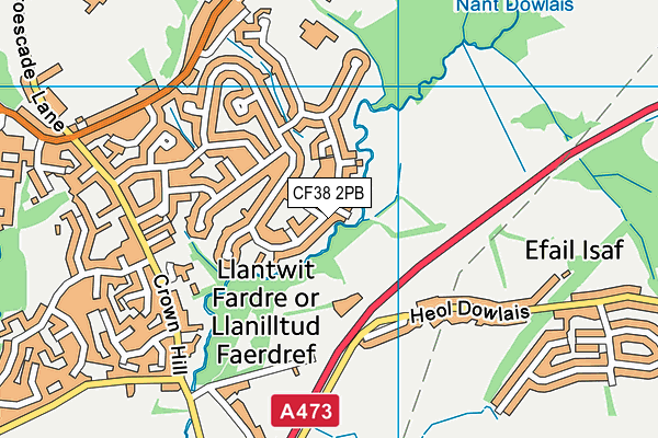 CF38 2PB map - OS VectorMap District (Ordnance Survey)