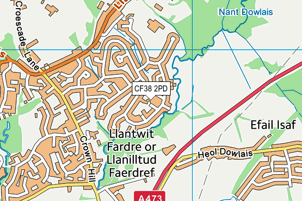 CF38 2PD map - OS VectorMap District (Ordnance Survey)