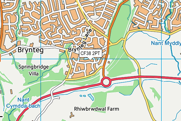 CF38 2PT map - OS VectorMap District (Ordnance Survey)