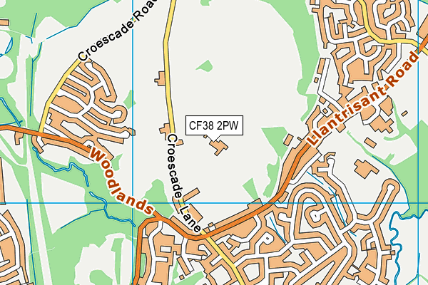 CF38 2PW map - OS VectorMap District (Ordnance Survey)