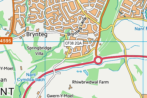 CF38 2QA map - OS VectorMap District (Ordnance Survey)