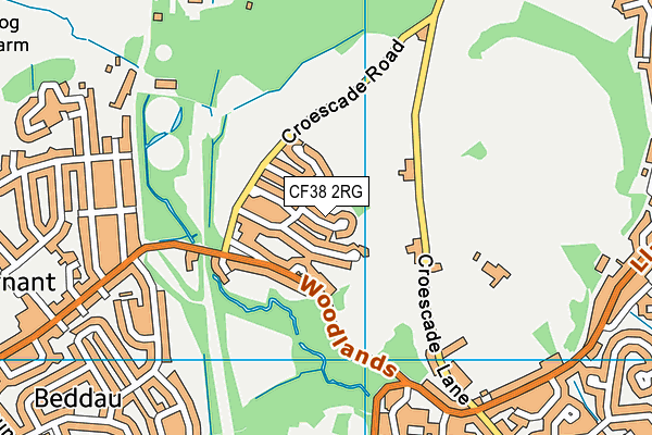 CF38 2RG map - OS VectorMap District (Ordnance Survey)