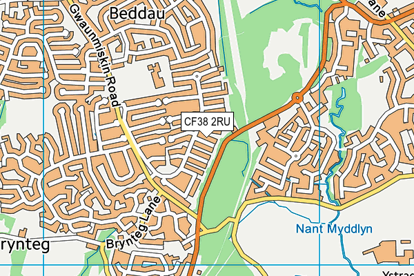 CF38 2RU map - OS VectorMap District (Ordnance Survey)