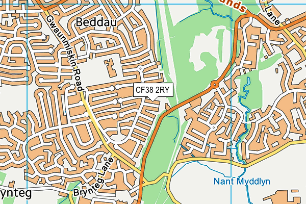 CF38 2RY map - OS VectorMap District (Ordnance Survey)