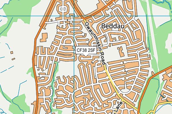 CF38 2SF map - OS VectorMap District (Ordnance Survey)