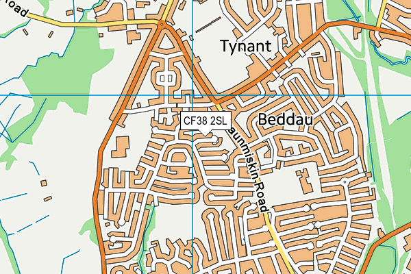 CF38 2SL map - OS VectorMap District (Ordnance Survey)