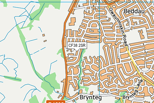 CF38 2SR map - OS VectorMap District (Ordnance Survey)