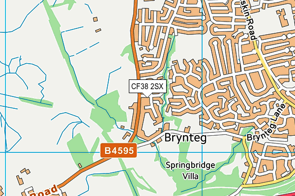 CF38 2SX map - OS VectorMap District (Ordnance Survey)