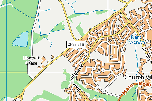 CF38 2TB map - OS VectorMap District (Ordnance Survey)