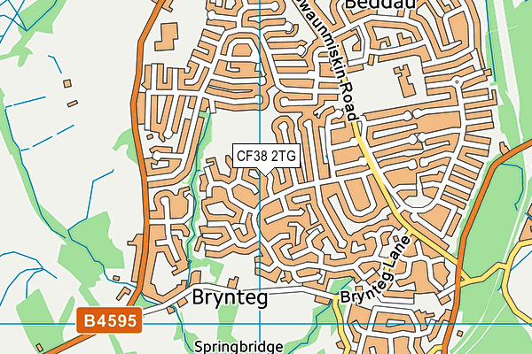 CF38 2TG map - OS VectorMap District (Ordnance Survey)