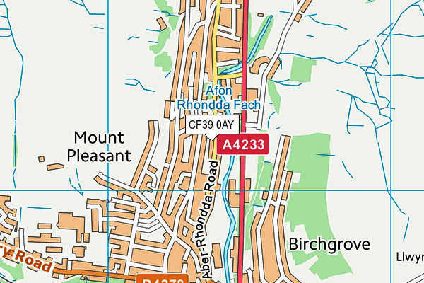 CF39 0AY map - OS VectorMap District (Ordnance Survey)