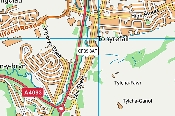 CF39 8AF map - OS VectorMap District (Ordnance Survey)