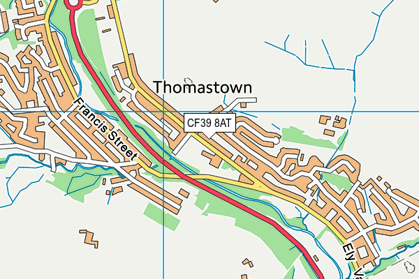 CF39 8AT map - OS VectorMap District (Ordnance Survey)