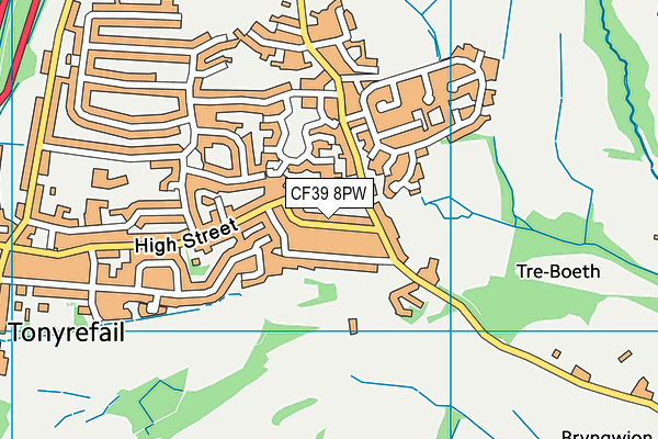 CF39 8PW map - OS VectorMap District (Ordnance Survey)