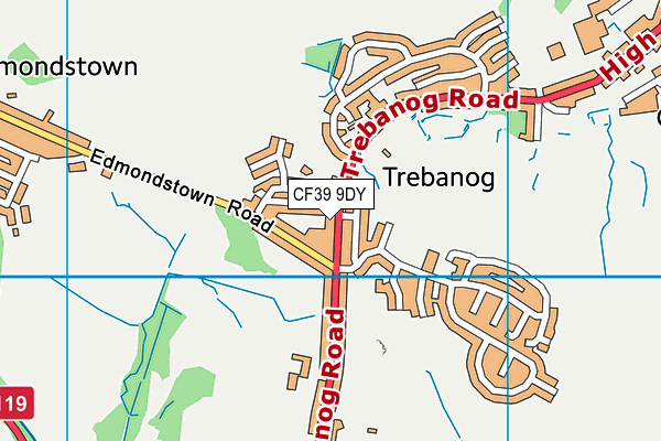 CF39 9DY map - OS VectorMap District (Ordnance Survey)