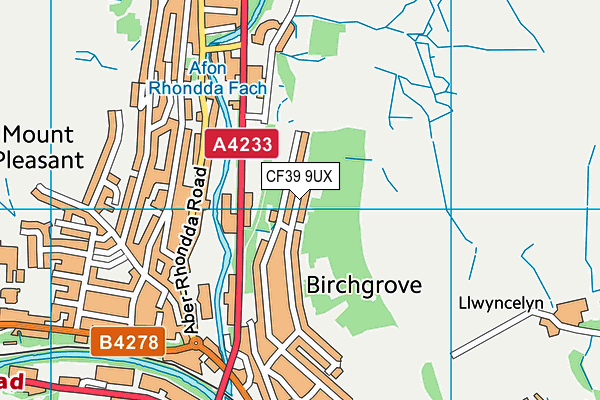 CF39 9UX map - OS VectorMap District (Ordnance Survey)