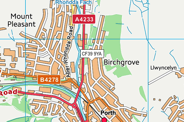 CF39 9YA map - OS VectorMap District (Ordnance Survey)