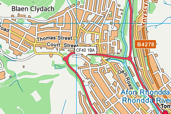 CF40 1BA map - OS VectorMap District (Ordnance Survey)