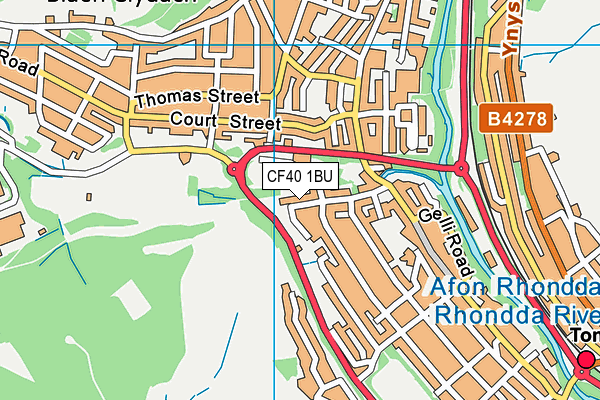 CF40 1BU map - OS VectorMap District (Ordnance Survey)