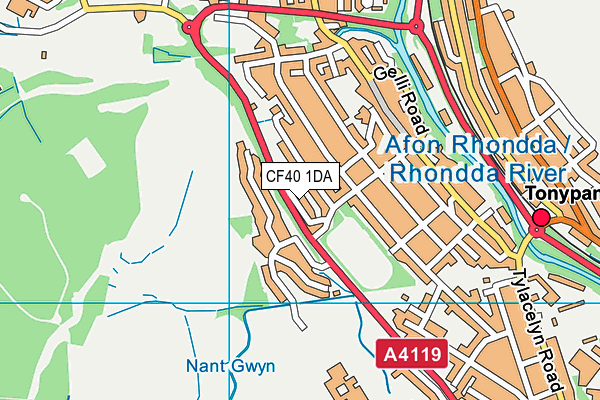 CF40 1DA map - OS VectorMap District (Ordnance Survey)