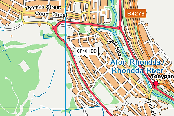 CF40 1DD map - OS VectorMap District (Ordnance Survey)