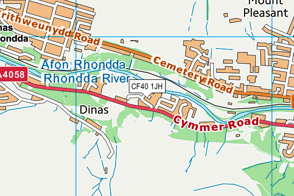 CF40 1JH map - OS VectorMap District (Ordnance Survey)