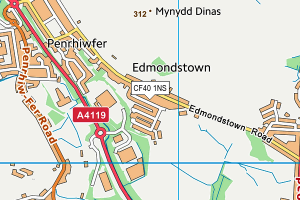 CF40 1NS map - OS VectorMap District (Ordnance Survey)