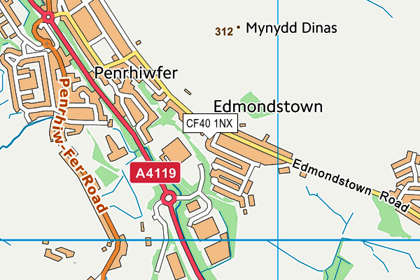 CF40 1NX map - OS VectorMap District (Ordnance Survey)